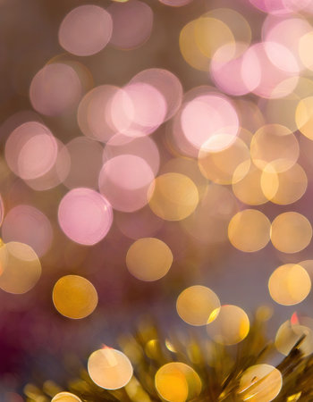 abstract background with bokeh defocused lights and christmas treeの素材