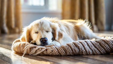 Cute tabby kitten lying on a warm knitted blanket.の素材