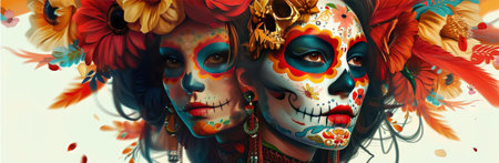 Day of the Dead. Sugar skull woman portrait. Dia de los muertos. Day of The Dead.の素材