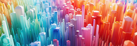 3d render, abstract background, multicolored skyscrapersの素材