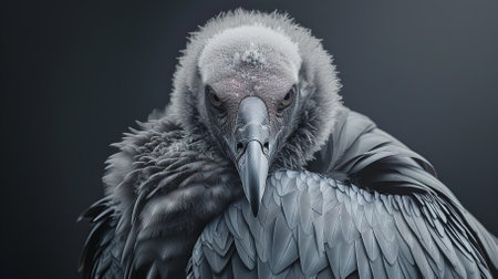 Vulture portrait on dark background. Vulture in the studio.の素材