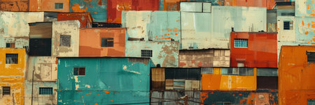 Panorama of old multicolored houses in the port of Rotterdamの素材