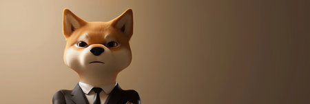 Shiba inu wearing a suit and tie, 3d renderingの素材