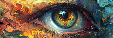 Eye of God. Psychedelic abstract background. 3d renderingの素材