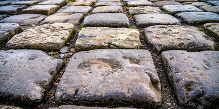 Old cobblestone walkway in Prague, Czech Republic, Europeの素材