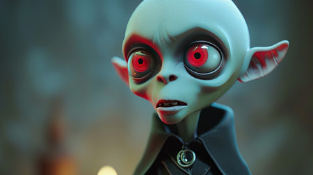 Creepy alien doll with blood on his face. Halloween conceptの素材