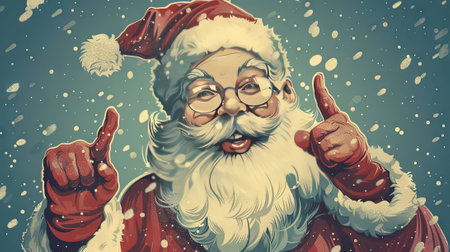 Santa Claus showing thumbs up gesture. Christmas and New Year concept.の素材