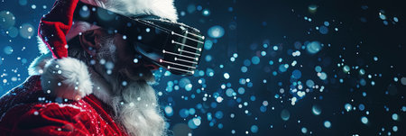 Santa Claus in virtual reality goggles. Christmas and New Year concept.の素材