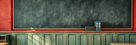 3d render of a classroom with an empty blackboard on the wallの素材