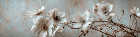 Beautiful white magnolia flowers on a light background, panoramaの素材