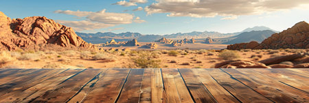Empty table for Your photomontage or product display in arches national parkの素材