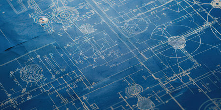 architectural blueprint on a blue toned background, architectural conceptの素材