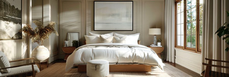 Luxury bedroom interior design in classic style. 3d renderの素材