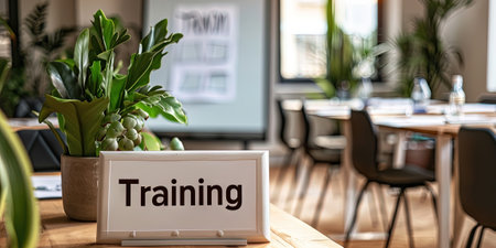 Digital tablet with training word on the screen. Online training concept.の素材