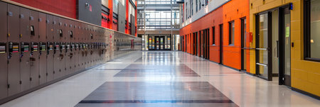 Panoramic image of a corridor in a modern office building.の素材