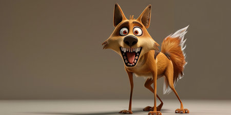 Cartoon funny dog standing on the floor - 3D Illustrationの素材