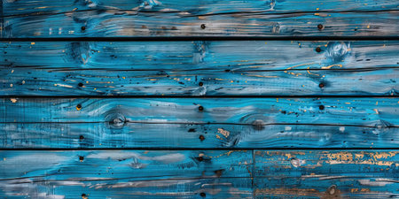 Blue painted wooden wall background or texture. Blue wood planks.の素材