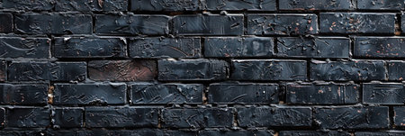 Old black brick wall. Abstract background for design. Web banner.の素材