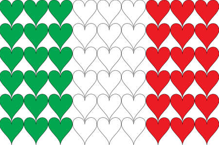 The Italian flag in heartsのイラスト素材