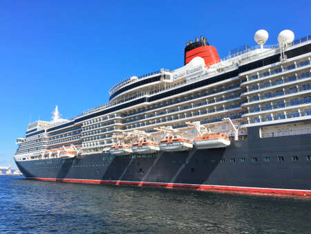 AUGUST, 18th 2016 - STAVANGER, NORWAY: The cruise ship "Queen Elizabeth" in Stavanger in Rogaland county, Norway.のeditorial素材