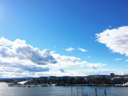 Oslo, the capital of Norway. View over the Aker Brygge area.のeditorial素材