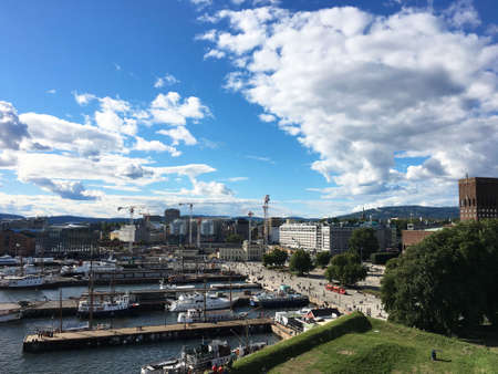 Oslo, the capital of Norway. View over the Aker Brygge area.の写真素材