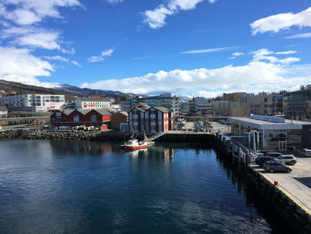 The village of Finnsnes in Troms county, Norway.のeditorial素材