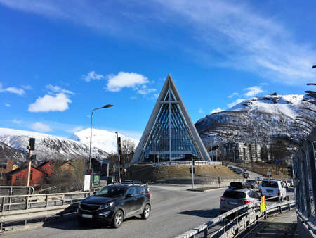 The arctic cathedral in the city of Tromso in northern Norway.のeditorial素材