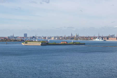 Copenhagen cityscape. Seen from the Oresund strait, in a southwest direction. Copenhagen is the capital of Denmark.の写真素材