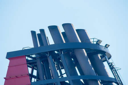 Ship funnel close up. Detailed.の写真素材