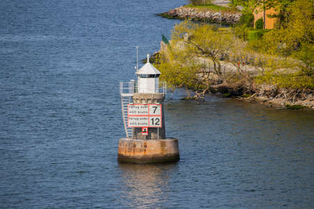 Small lighthouse in the Stockholm archipelago in Sweden.の写真素材