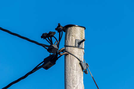 Power pole/power line in Norway.の写真素材