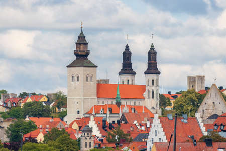 The beautiful Visby Cathedral on the island of Gotland, Sweden.の写真素材