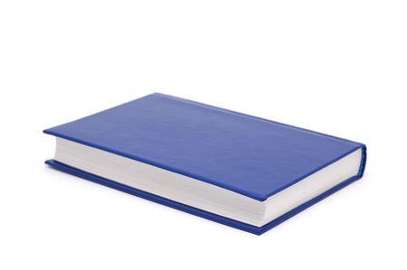 The book with a dark blue cover. Isolated on a white background.の写真素材