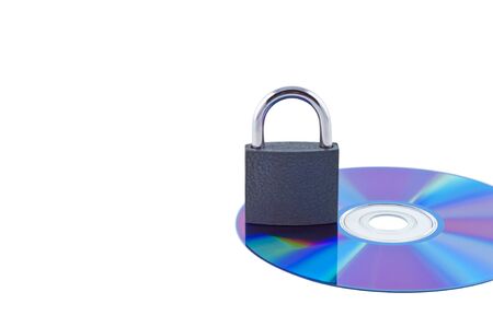 Lock on a cd isolated on white.の写真素材