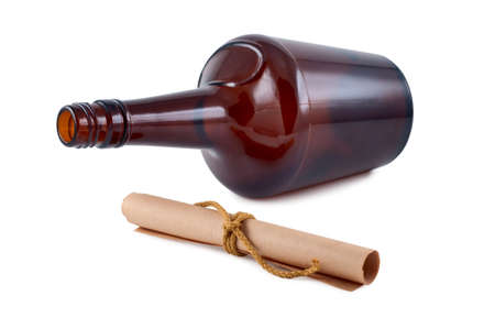 Paper roll, bottle isolated on white background.の写真素材