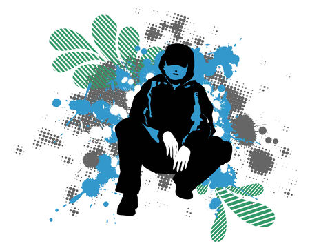 Concept grunge design silhouette young man.のイラスト素材