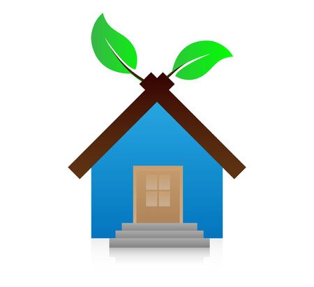 icon house with leaf.のイラスト素材