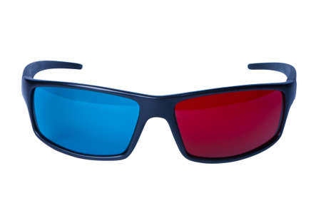 Eye glasses for 3-D video, cinema and movies isolated.の写真素材