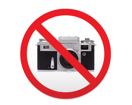Sign prohibiting the use of cameras and photography.の写真素材