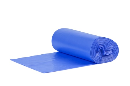 Roll of plastic garbage bag isolated on white background.の写真素材