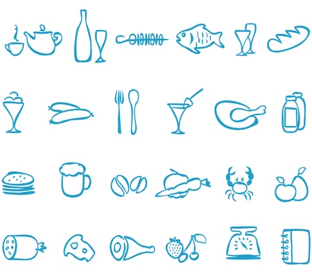 Set  handwork icons food   , that can be scaled to any size without loss of quality のイラスト素材