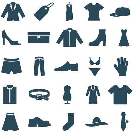 Set vector icons clothes and accessories  Collection of icons can be used in web design, mobile applitsations, for decoration shops  The file is EPS10 format, can be increased without loss of quality の写真素材