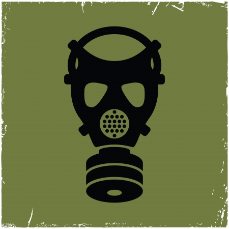 Gas mask on old with effect of scratches. Concept of security threats.のイラスト素材
