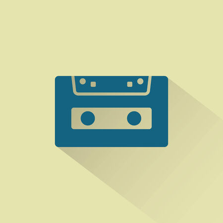 Retro audio cassette vector icon with shadow.のイラスト素材