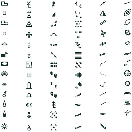 Set vector icons topographic symbols.のイラスト素材
