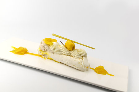 Exquisite cake on plateの写真素材