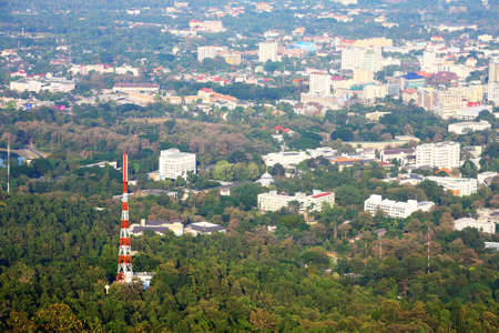 satellite pole in jungle and city landscape , take from top view. の写真素材