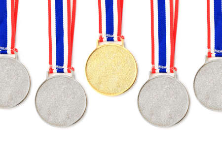 gold, silver, bronze Medal & Ribbon for 1-2-3 place isolated の写真素材