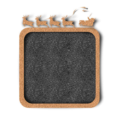 Christmas, Santa, reindeer frame-board with cork craft texture の写真素材